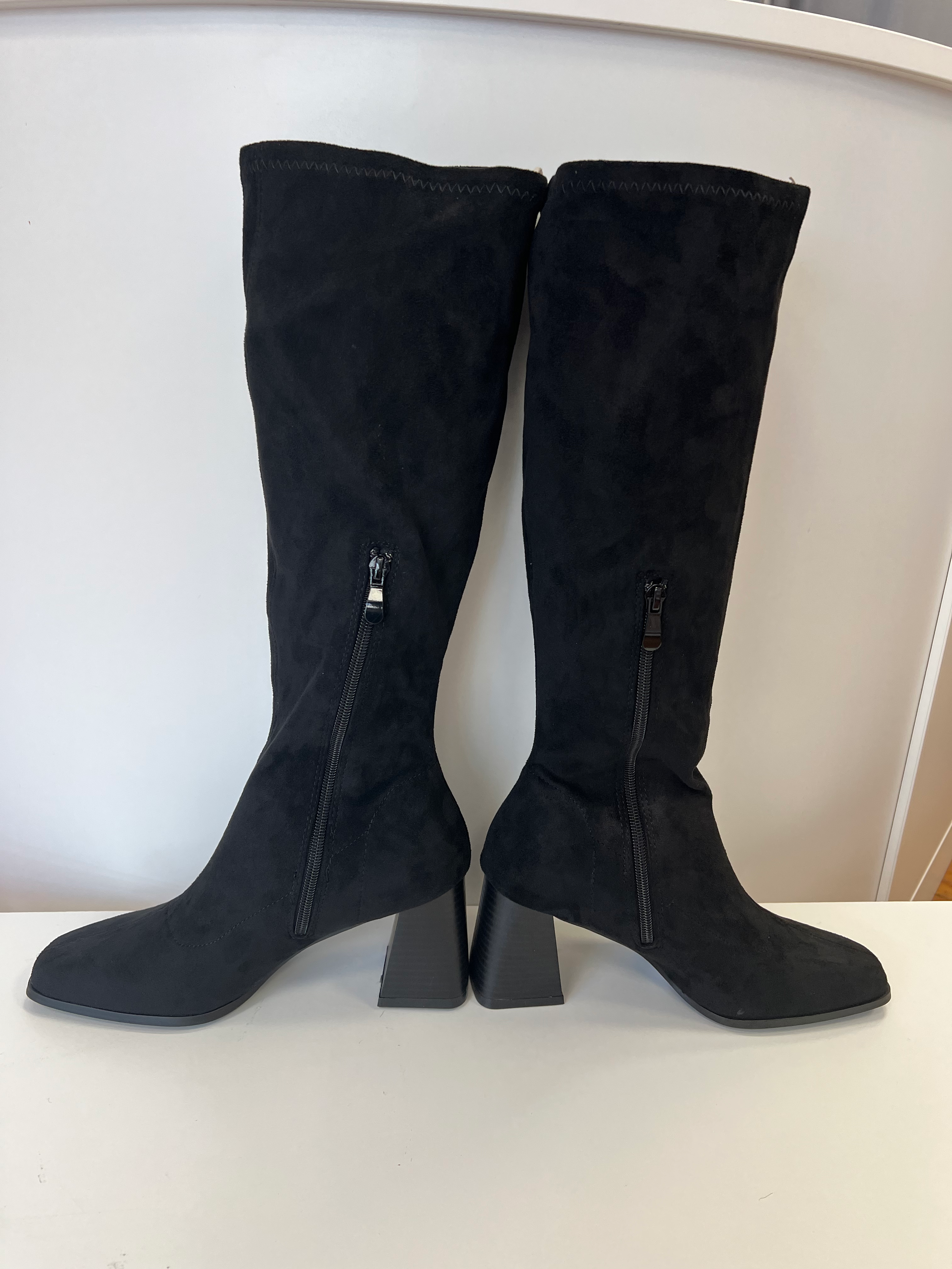 Black Stretch Suede Boots with a 6.5 cm heel image 2