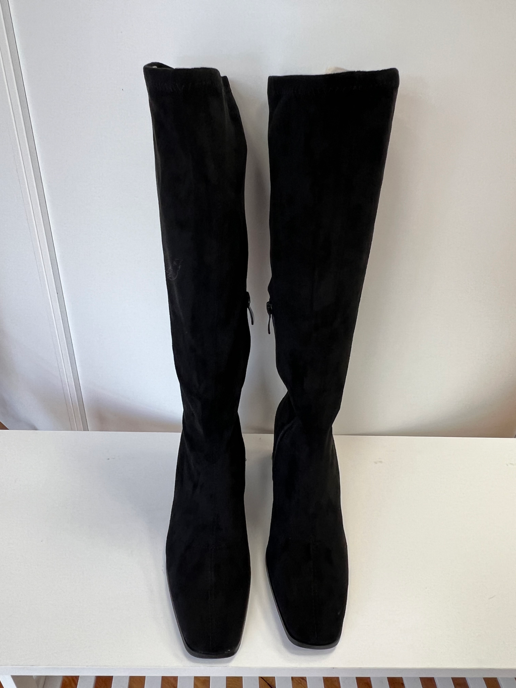 Black Stretch Suede Boots with a 6.5 cm heel image 0