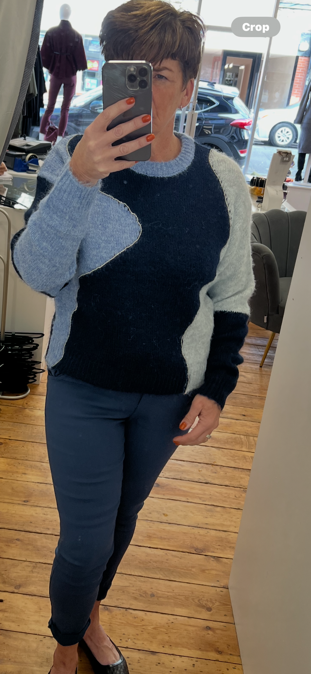 Chunky Knit Jumper in Colour Block Design OneSize10-16 image 0