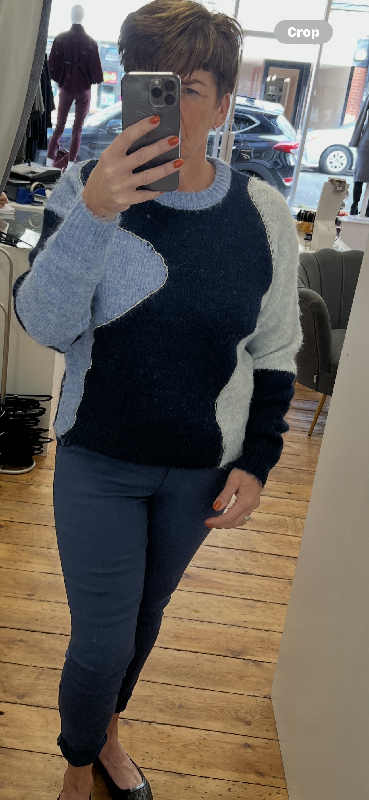 Chunky Knit Jumper in Colour Block Design OneSize10-16 image 0